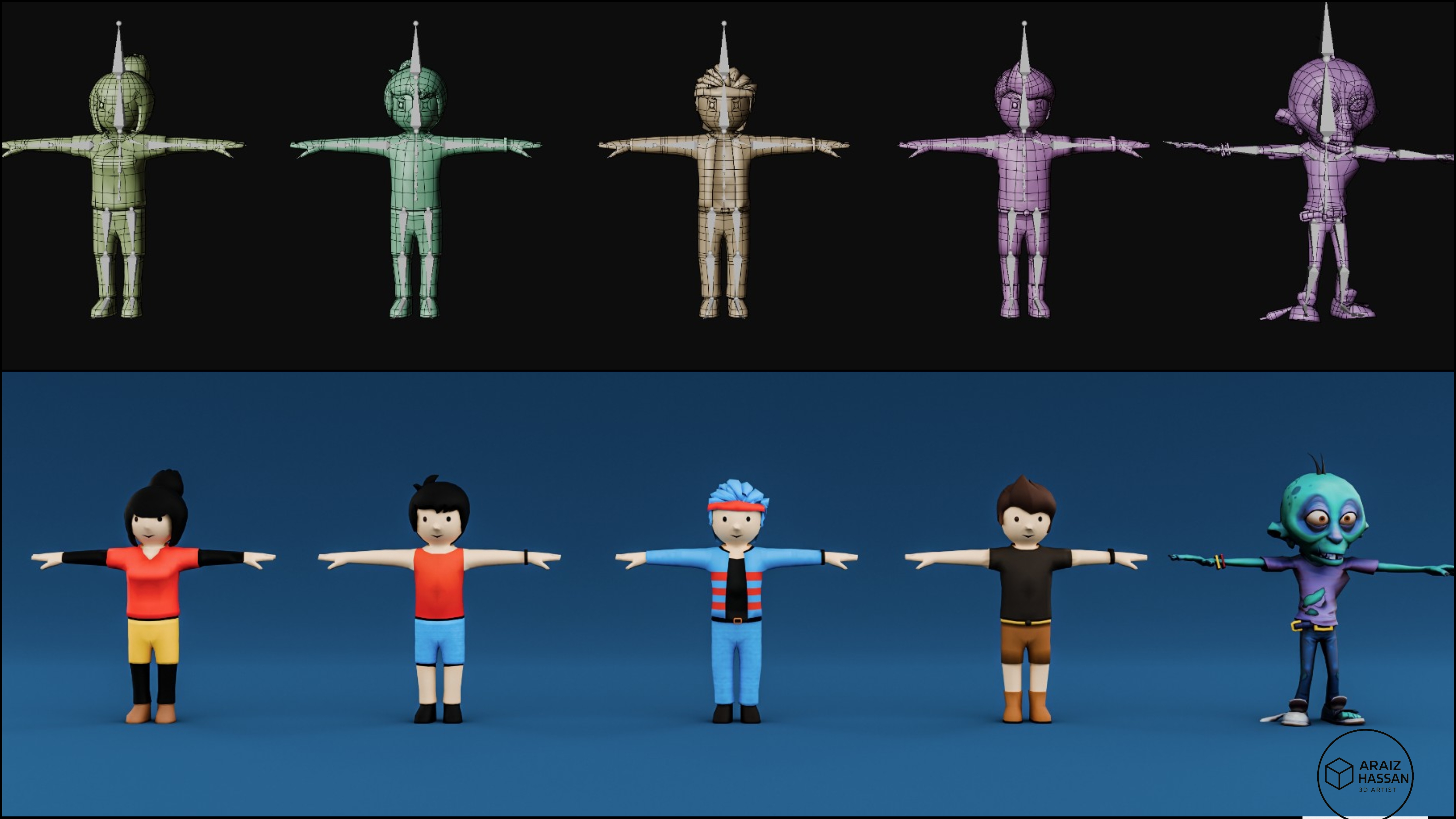 Survival Island | Fully Rigged Game Characters Pack (x5)
