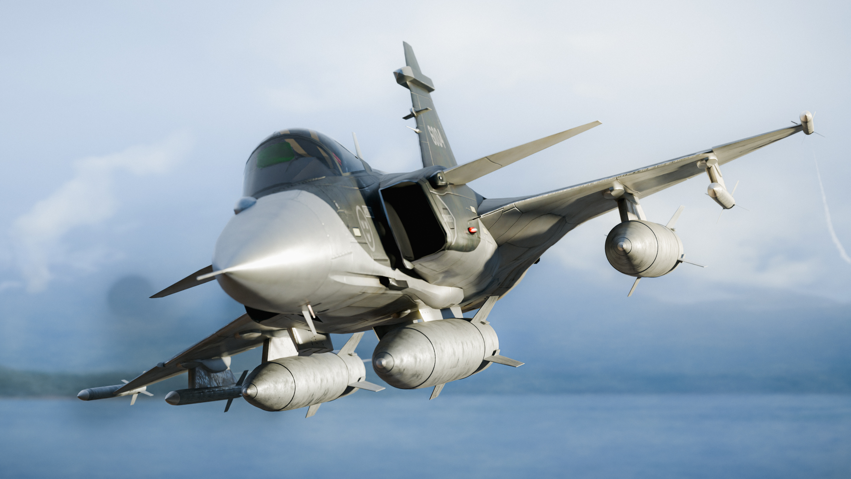 F-16 Jet Model Render( Cloudy &amp;amp; Mountains Environment )