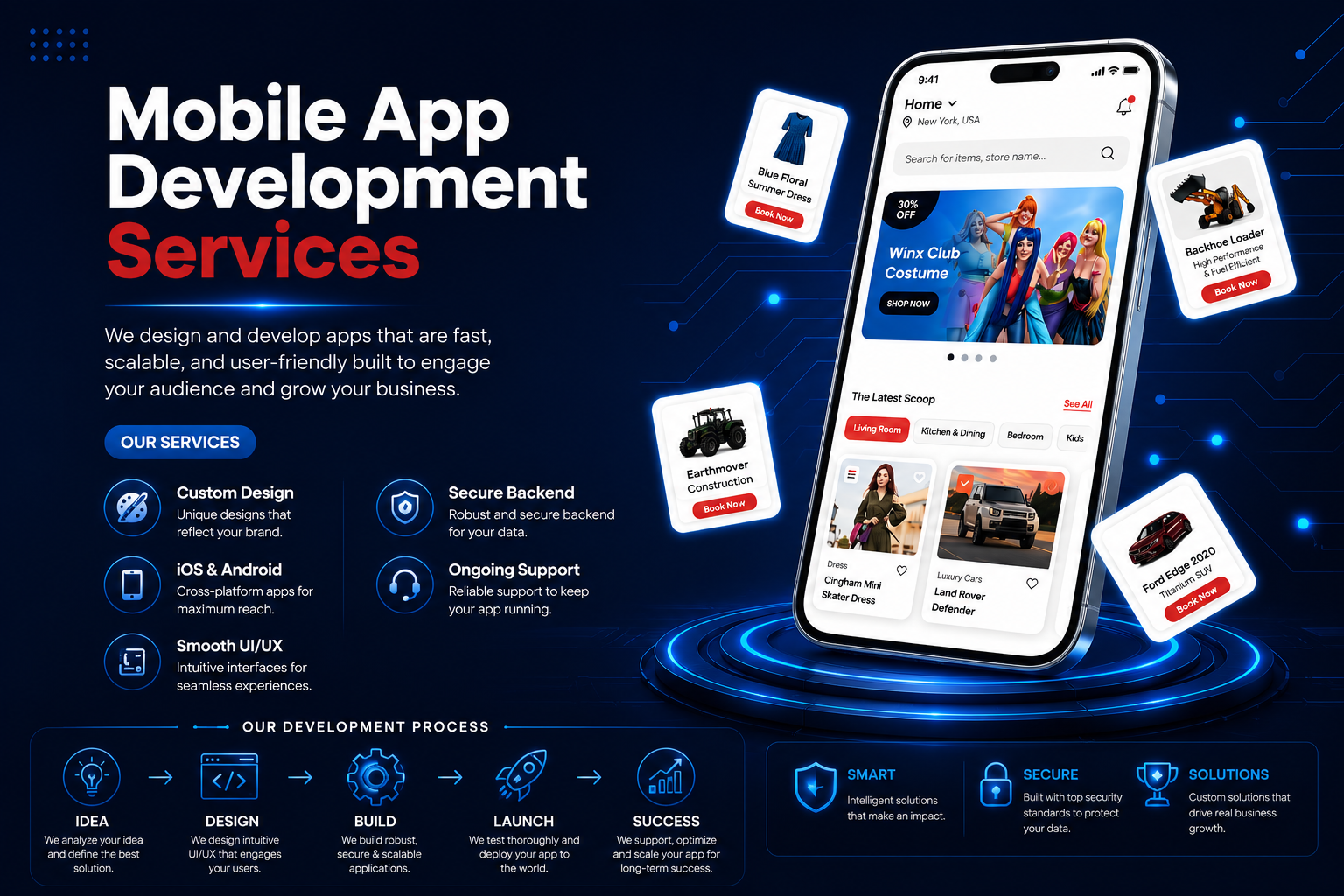 Create premium mobile app development and UI UX design for iOS and Android